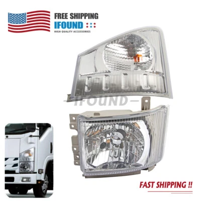 Front Left Headlight+Corner Lamp For Isuzu Npr Npr-hd Nqr Nrr 2008-2019 2020 LH - Image 1 of 4