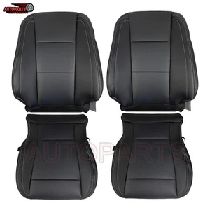 For 15-17 F-150 Cab 2WD 4X4 Leather Driver Passenger Bottom Top Seat Cover Black - Picture 1 of 11