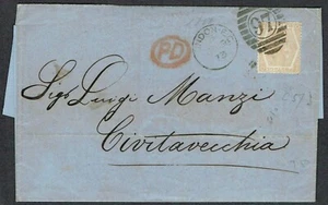 1873 Entire London-Italy Inverted 6d Pale Buff Pl 11 OF '97' Duplex Cat. £250.00 - Picture 1 of 2