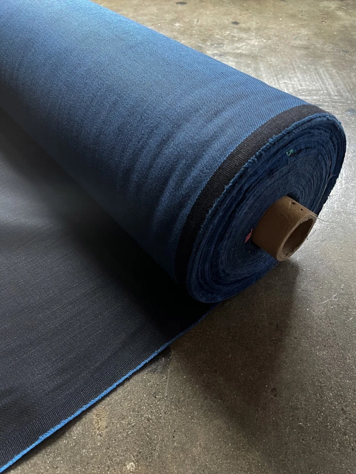 11 oz Black Denim with Blue Weft Cotton Poly Blend USA MADE Fabric By the yard - Image 1 of 4