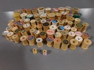 74 Vintage Empty Wooden Spools Thread Wooden (includes 2 tiny ones with thread) - Picture 1 of 23