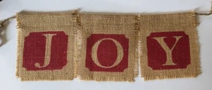 Rustic Burlap Christmas Banner 🎄 JOY 🎄 100% Natural Jute Garland Handmade NEW  - Picture 1 of 1
