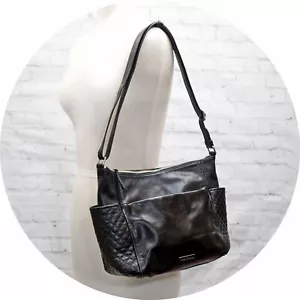 ❤️ vera bradley Gallatin Black Genuine Leather Carryall Shoulder Bag - Picture 1 of 8