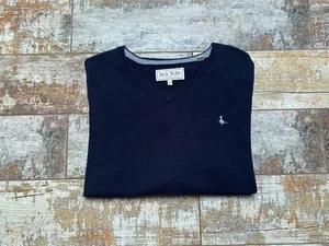Jack Wills Men's Cashmere Blend Dark Blue V-Neck Jumper Size M - Picture 1 of 6