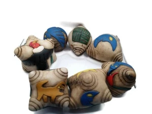 set of Chumpi Handmade Stone Carved with Intricate Painted Design 1-7 points - Picture 1 of 9