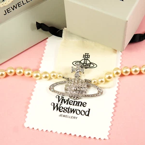 Vivienne Westwood Necklace Silver Tone Single Pearl Bas Relief Large Orb Chocker - Picture 1 of 14