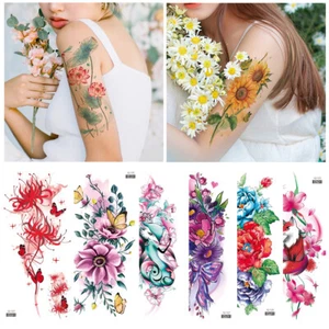 Temporary Tattoos Flower Tattoo Stickers Waterproof Tattoo Stickers Body Art DIY - Picture 1 of 27