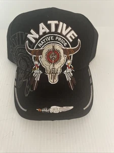 Indianer Indianer Stolz Büffel Totenkopf Schattenfeder schwarz verstellbar Hut - Bild 1 von 4