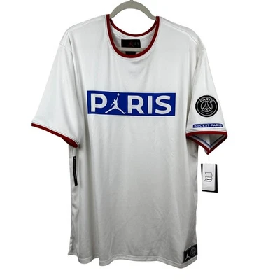 NEW Nike Air Jordan Jersey Paris Saint-Germain Team Logo Short Sleeve White XXL - Image 1 of 4