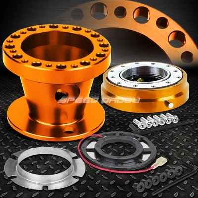 ORANGE 6-HOLE STEERING WHEEL HUB ADAPTOR+QUICK RELEASE FOR S13/S14 300ZX SENTRA - Image 1 of 4