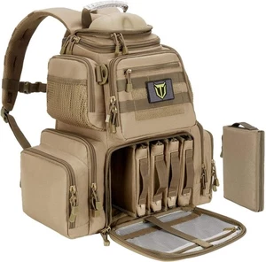 TIDEWE Tactical Range Rucksack Tasche für Waffe und Munition mit Pistolenkoffer Khaki - Bild 1 von 7