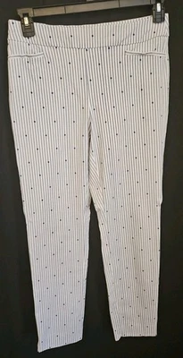 Chico's Tummy Control Stripe/Polka Dots Ankle Pants Women's US Size 4 Pull On - Image 1 of 4