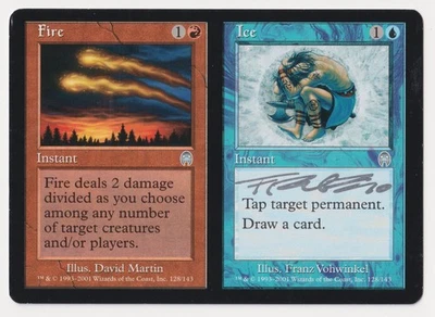Silver Signed Fire / Ice MP Apocalypse Artist Franz Vohwinkel MTG Split Card EDH - Image 1 of 2