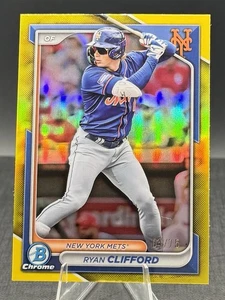 2024 Bowman Draft Chrome Yellow Refractor #BDC-52 Ryan Clifford /75 NY Mets - Picture 1 of 2