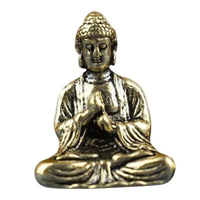 Mini Brass Sakyamuni Buddha Statue Metal Sculpture for Car Garden Office - Image 1 of 4