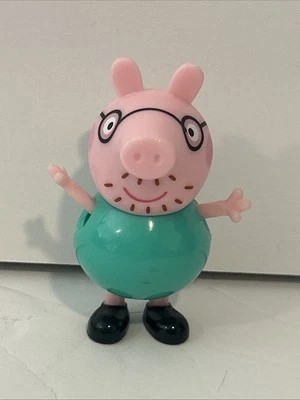 罕见 Peppa Pig GRANDPA 绿松石蓝绿色带眼镜 2.5 英寸 Jazwares 2003 — 第 1/4 张图片