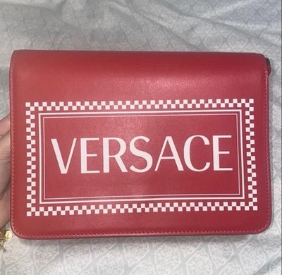 Bolso de Mano Diseñador Versace Rojo Nuevo con Etiquetas Bandolera Cuero/Mediano Foto 1 de 4