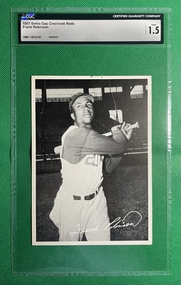 1957 Sohio Gas Cincinnati Reds Frank Robinson Salón de la fama Novato CGC 1.5 🔥¡Venta flash!🔥 Foto 1 de 4