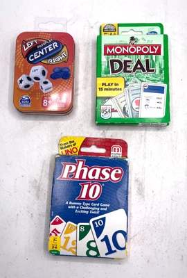 批量 3 个游戏:LCR 左中右骰子游戏 锡 | 大富翁交易 | 第 10 阶段全新 — 第 1/4 张图片