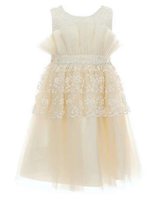 NEW Bonnie Jean Girls Size 6 "IVORY EMBROIDERED LACE" Ruffle Bodice Dress NWT - Image 1 of 4