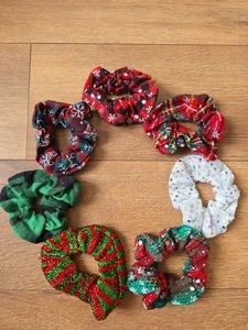 Élastique Chouchou De Noël  Cadeau Offre Fête Accessoires Cheveux Femme Fille X7 - Foto 1 di 7