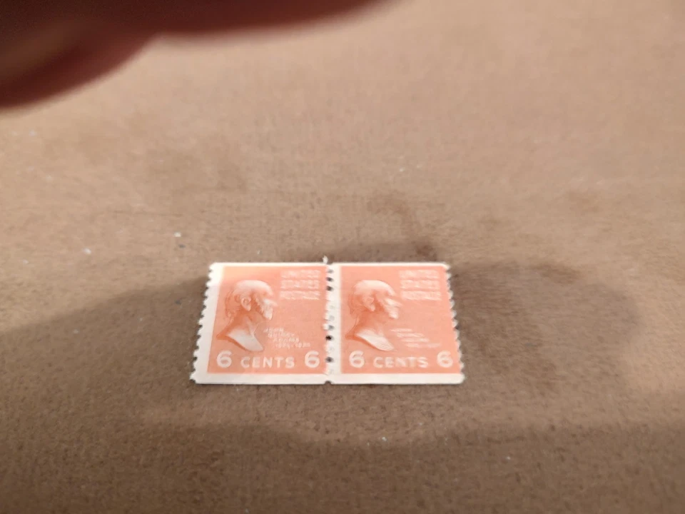 us stamps 1901-40: unused John Quincy Adams Scott # 846 coil pair  perf 10 - Image 1 of 1