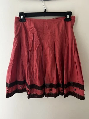 VTG Y2K Apt 9 Skirt Size 8 Salmon Brown Lace Beaded Mirrors Boho Festival 2000s - Image 1 of 4
