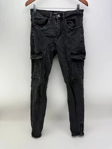 Zara Mens Black Denim Cargo Jeans Size 31 - Picture 1 of 3
