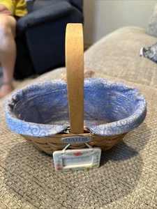 Longaberger Blue Century Celebration 2000 Cheers Basket w Liner Tie On Pre-owned - Picture 1 of 9