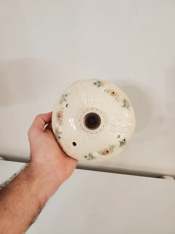 VTG PORCELAIN SINGLE BULB FLUSH MOUNT ROUND FLORAL VICTORIAN ART D LIGHT FIXTURE Cover