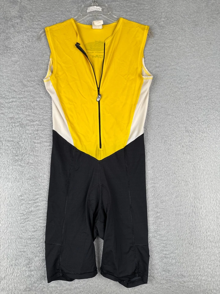 De Soto Skinsuit Cycling Adult Large Yellow Black Tank Sleeveless Padded Nylon - Image 1 of 4