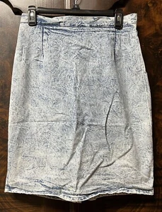 Vtg 80s WEAR Women Sz 30Wx22L Blue Jean Acid Wash Denim Skirt Straight Pencil - Picture 1 of 5