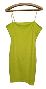 Shein Damen Kleid Gr. M Mini Spaghettiträger grün gerippt eng ärmellos A2 - Bild 1 von 3