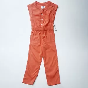 Old Navy Girls Salmon Sleeveless Button Up Jumpsuit 3T Pockets - Picture 1 of 8