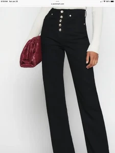 Reformation Wilder Jeans Crystal, Strass Button Fly Gr. 25 Neu mit Etikett schwarz - Bild 1 von 11