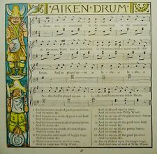c1877 The Baby's Bouquet THE AIKEN DRUM Old Rhyme & Tunes print by Walter Crane