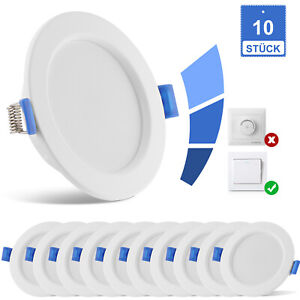 10x LED Einbaustrahler Dimmbar Spot Einbaustrahler Einbauleuchte Warmweiß 7W