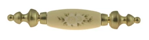 (5 Pack) 3 inch Ivory Floral Ceramic Pull Polished Brass - Picture 1 of 1
