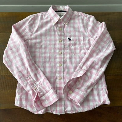 Shirt button up down XL muscle Abercrombie kids long sleeve Pink - Image 1 of 4