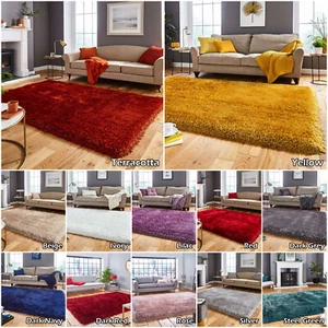MODERN SMALL EXTRA LARGE ROUND CIRCLE PLAIN LONG SHAGGY LIVING ROOM BEDSIDE RUG - Picture 1 of 54