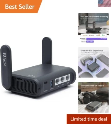 Compact Travel Router with Gigabit Wi-Fi 6 - Secure & Fast Connectivity - Image 1 of 4