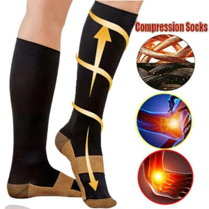 Compression Socks 15-20 mmHG Medical Knee High Men Women Support Brace Stockings - Picture 1 of 25