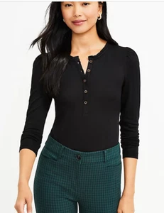 Top Henley Loft Ruffle nuovo con etichette colore: nero taglia: XS - Foto 1 di 2