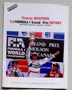 POSTER F1 THIERRY BOUTSEN 1989 - FORMAT OUVERT 96x62 cm - Photo 1/1