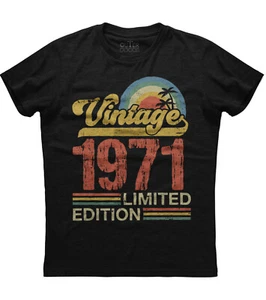 Birthday Gift Classic Old Vintage 1971 Limited Edition Rainbow Palm Tree T-shirt - Picture 1 of 1