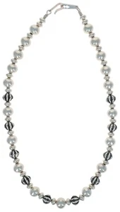 20" Handmade Graduated Sterling Silver Bead Necklace By Navajo Artist Al Joe - Picture 1 of 4