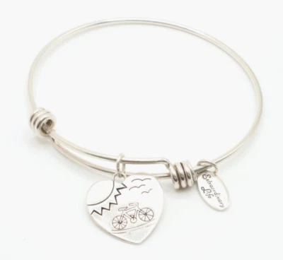 Pulseira de prata esterlina com berloque coração Life is a Journey Extraordinary Life - Imagem 1 de 3