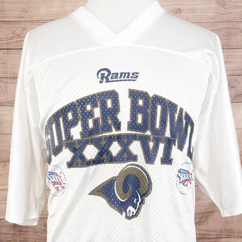 VINTAGE ST LOUIS RAMS SUPER BOWL XXXVI 36 NEW ORLEANS KURT WARNER JERSEY SZ XL Cover