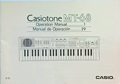 Casio MT-68 Casiotone Keyboard Original User's Owner's Manual Book VG+ Condition - Image 1 of 4