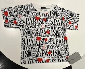 NWT BALENCIAGA White & Red Black T-Shirt Size 6 $225 - Picture 1 of 5